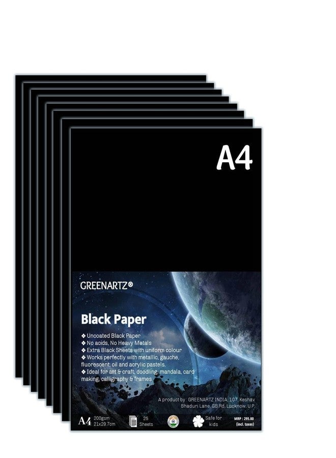 GREENARTZ Matte Black A4 Paper Non Toxic 25 Sheets for Craft Scrapbook Mandala Art Calligraphy Origami & Art Projects - Image 1